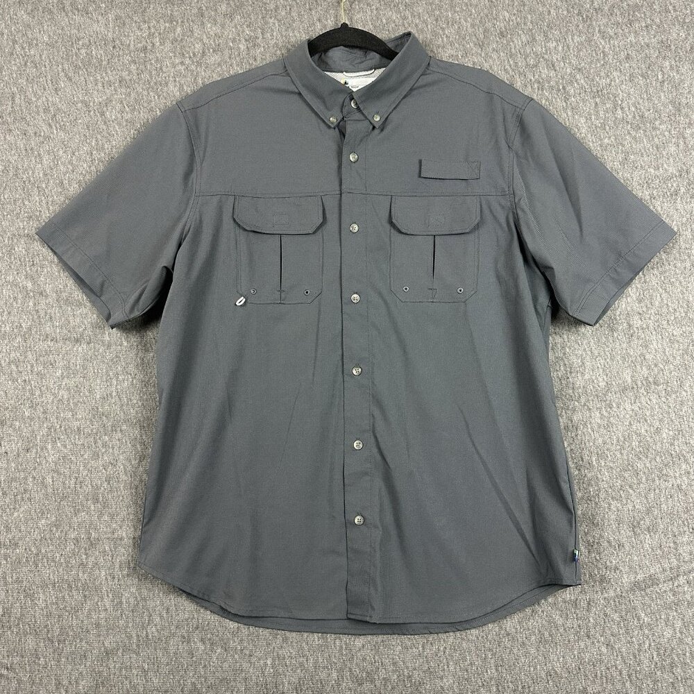 UB Tech M Gray Outdoor Shirt Vented Button Up Hiking Fishing Lightweight Top